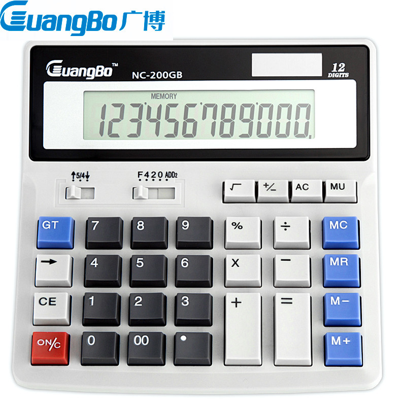 广博(GuangBo)NC-200GB桌面型计算器 12位大屏幕 双电源财务计算机电脑键盘算数器办公用品财务用品 计数器