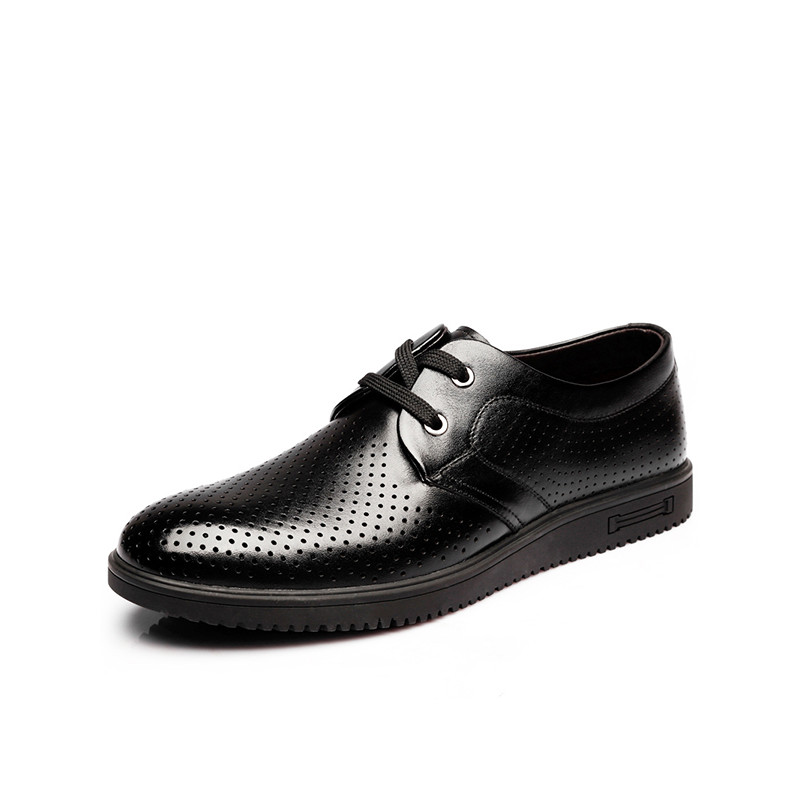法国芭步仕（Burbupps）夏季新款男士真皮潮流时尚休闲镂空鞋BS403 黑色 37码