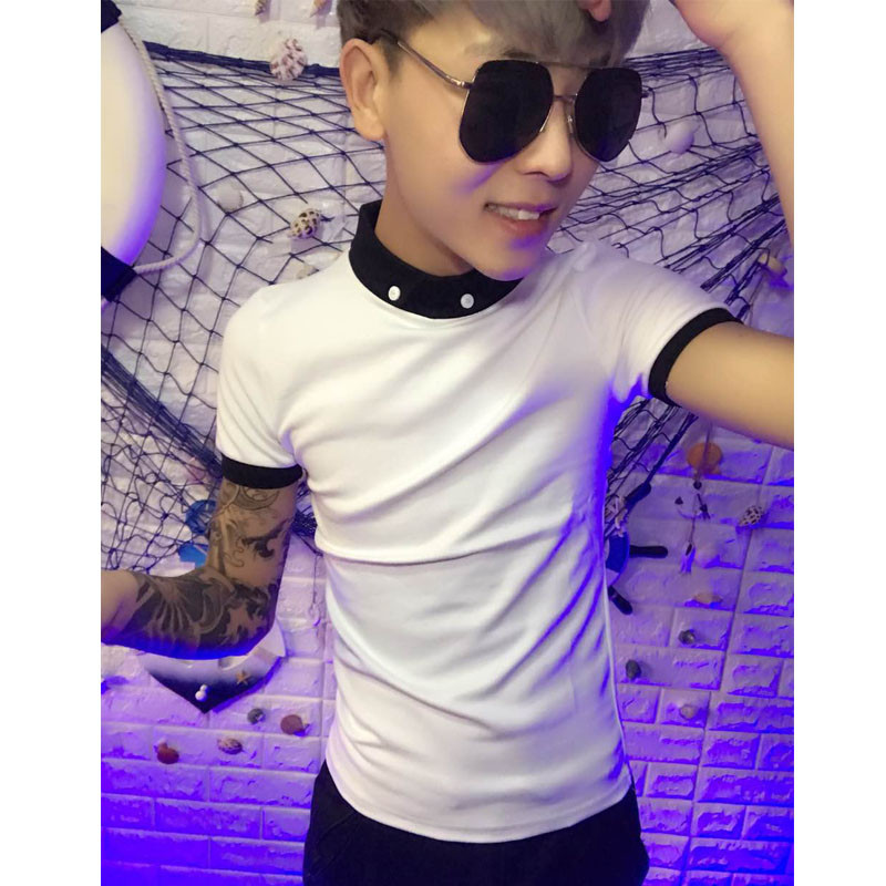 2017新款快手红人蒙安同款夏季短袖翻领T恤男