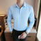 新款男士商务纯色衬衫职业工装免烫衬衫1502712852852 2XL 藏青色
