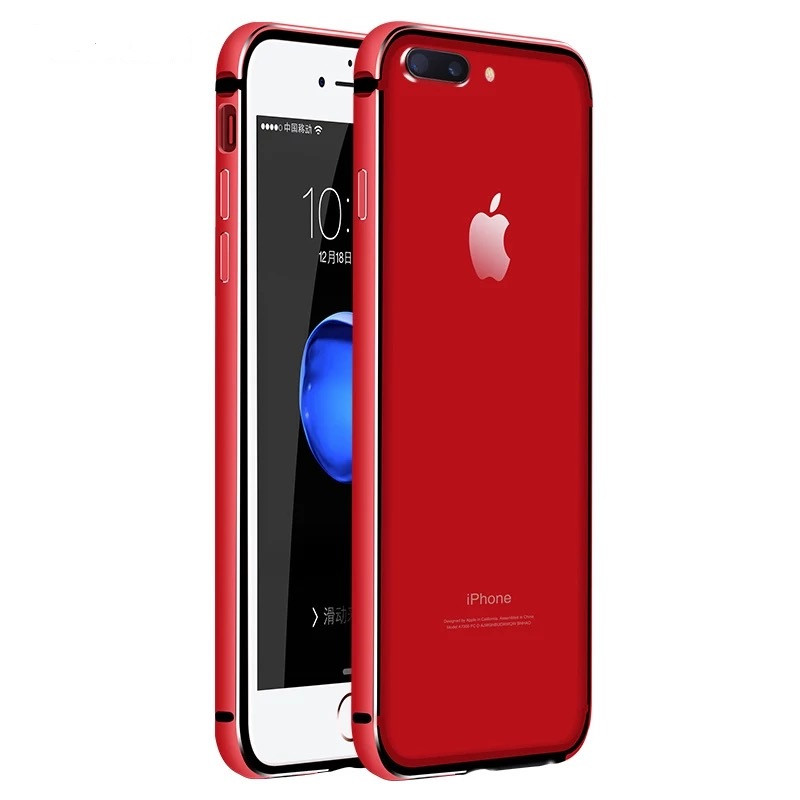 2017款phone6s手机壳红色苹果7plus金属硅胶边框6p超薄防摔保护套5s黑se 7p-5.5寸/中国红