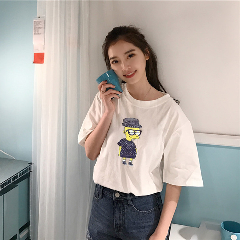 bw9新款夏季韩版圆领白色短袖T恤女韩范学生