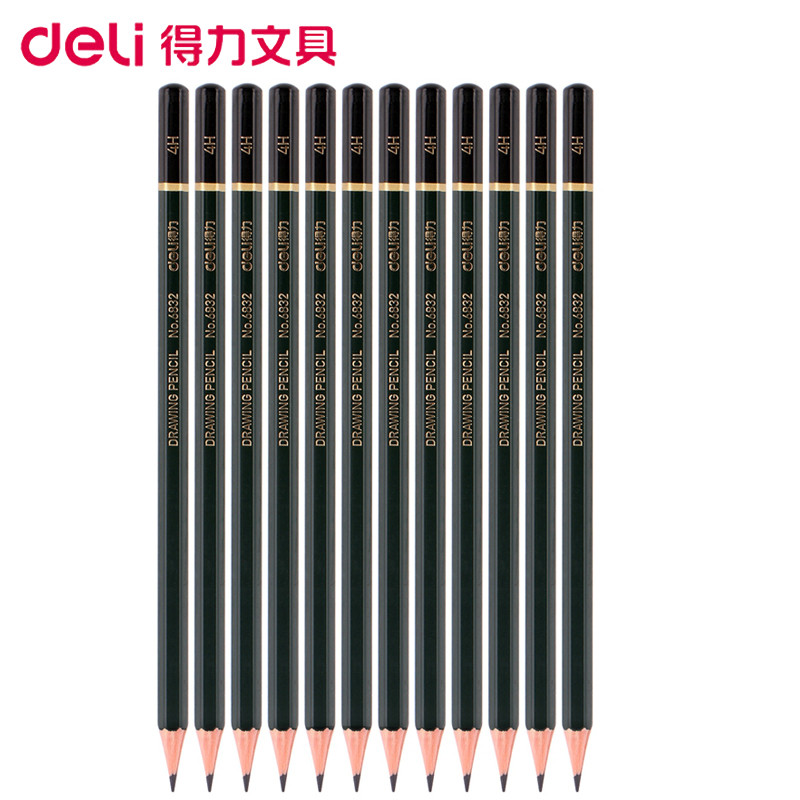 得力(deli)6832-4H绘图素描铅笔 12支/盒 2盒 美术写生绘画铅笔 绿色
