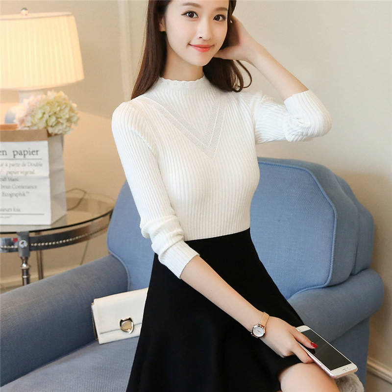 bw9新款毛衣女装秋装外套长袖线衣半高领女士