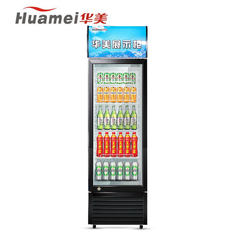 华美（Huamei）LC-368k 368升升单门展示柜保鲜冷藏柜铜管 立式商用 冰柜单门饮料柜 啤酒冷藏柜冰吧 侧开门