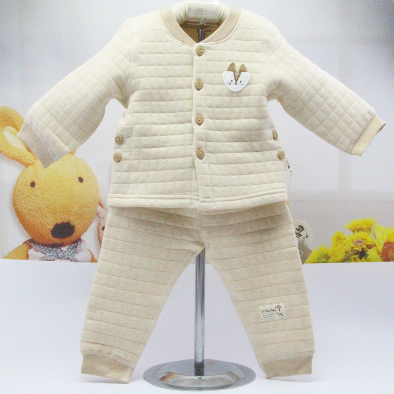 婴幼儿保暖内衣套装彩棉无骨缝合纯棉宝宝加厚