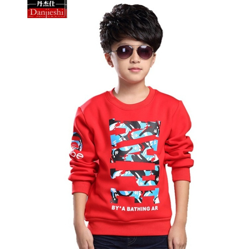 丹杰仕2017加绒加厚秋冬款男童打底衫抓绒儿
