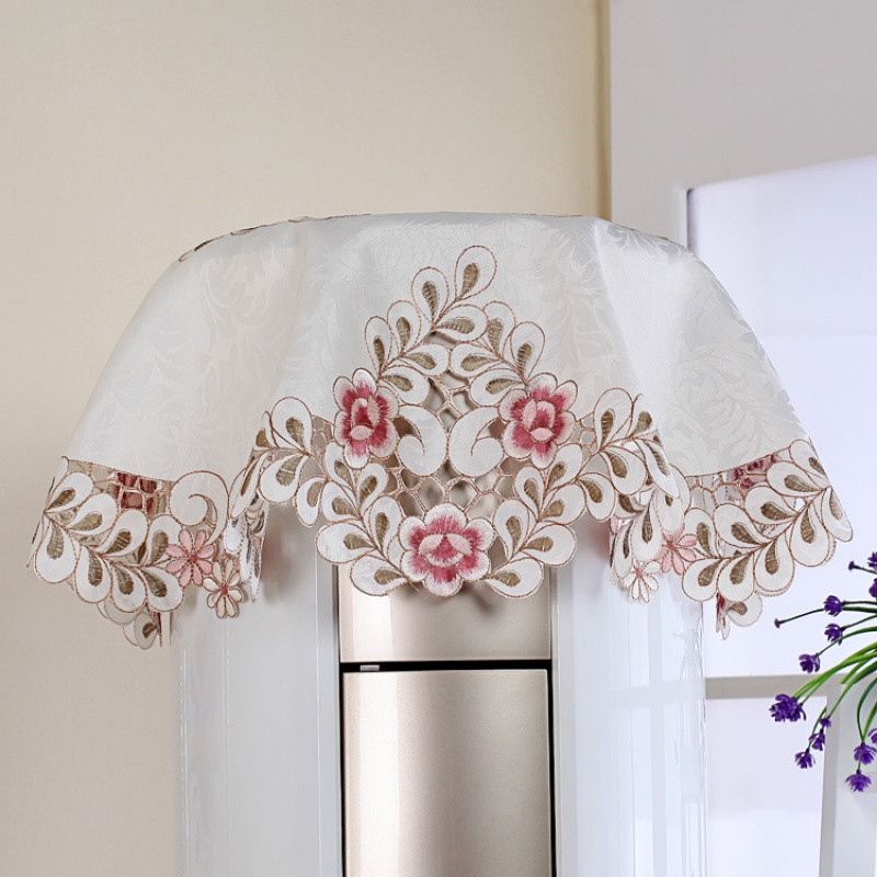 布艺绣花盖布空调罩柜式立式机柜套防尘圆柱圆