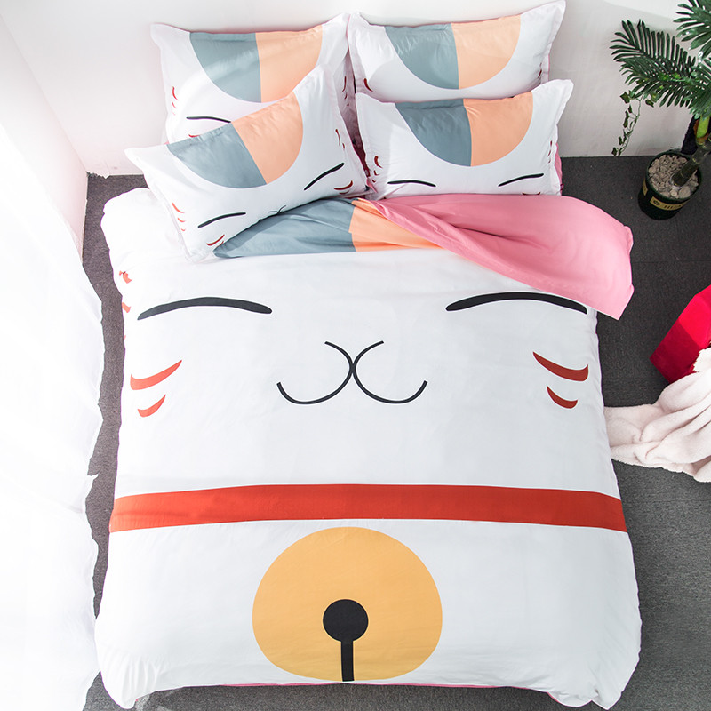 特价卡通猫咪床上四件套1.8m床磨毛被子套儿