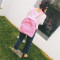 902新款韩版新款潮简约卡通双肩包中大学生校园帆布书包休闲小背包女士包 字母粉色
