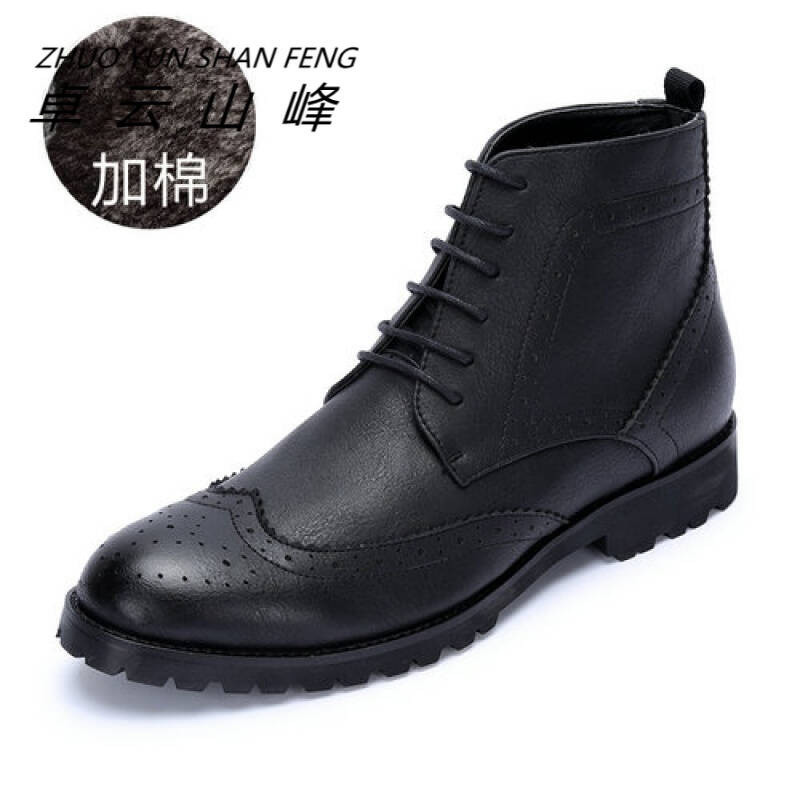 新款男士英伦马丁短靴子加绒保暖高帮鞋男布洛