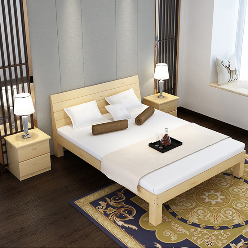 实木床厂家直销实木双人床1.8米卧室松木床1.5米简约儿童单人床 1.2*2.0m标准床