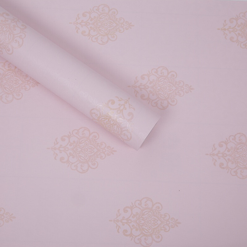 卓品佳10米防水PVC墙纸自粘粉色蓝色条纹大