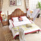 A家 家具 美式双人床北美庄园风格单人床储物高箱架子床1.8米卧室家具 1.8m单床 框架床 B款1.8M架子床（仿真皮）+床垫+床头柜
