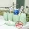 欧式卫浴五件套陶瓷创意简约新婚礼物浴室用品牙杯漱口杯洗漱套装 默认尺寸 蓝色卫浴+化妆盒