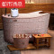 欧式香柏木桶浴桶泡澡木桶熏蒸木桶浴缸沐浴桶实木洗澡桶 套一1.0米