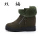 冬季新款棉鞋加绒休闲保暖纯色短靴女中高跟平底短筒及踝雪地靴潮_1 绿色 36