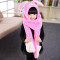 贝迪牛秋冬学生韩版套装可爱帽子围巾手套三件套儿童熊猫保暖围脖 1岁-8岁 西红色兔子帽子围巾手套一体