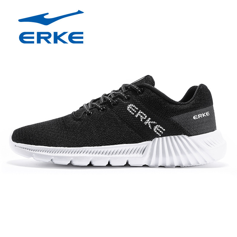 鸿星尔克（erke）时尚男女跑鞋情侣款跑步鞋运动鞋12118203065 正黑/正白【男款】 42码