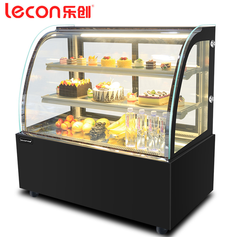 lecon/乐创1.8米落地式(黑/白)(弧形/直角)蛋糕柜 展示柜商保鲜冷藏熟食柜寿司卤菜点菜柜