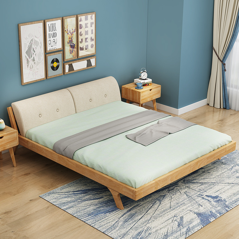 木莲坊 床 实木床 欧式 1.8m实木床+两个床头柜