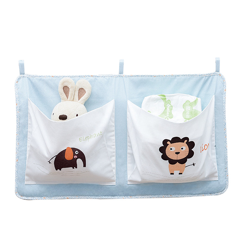 babysing 婴儿床挂袋通用大口径尿布收纳袋可水洗床头置物储存袋 历险非洲 (系带横版)