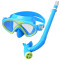 儿童防水游泳镜男童女童潜水镜套装呼吸管半干式浮潜面镜游泳眼镜_10 绿色四件套