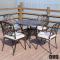 新款创意户外铸铝桌椅组合套件露台咖啡桌椅套装阳台休闲家具_1 一桌四椅--雅典乳白