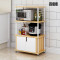 新款创意厨房置物架落地多层储物柜架子家用微波炉架烤箱架收纳架碗架柜子 C款全暖白有斗