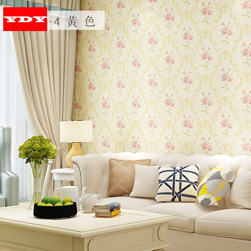 时尚简约欧式浮雕壁纸AB搭配环保无纺墙纸客厅卧室婚房电视背景 EN220-4黄色