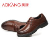 奥康(AOKANG)男鞋春秋季男皮鞋英伦商务休闲鞋系带低帮男单鞋子 棕色 39码