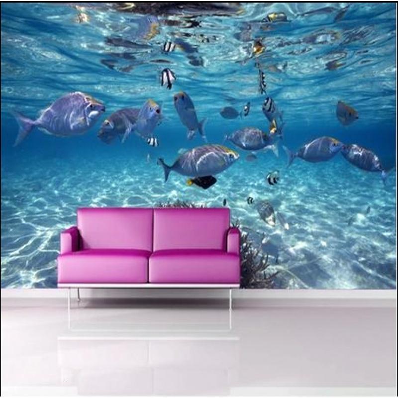 3D立体大型壁画壁纸海底世界海洋鱼儿童房游泳馆电视客厅背景墙纸_7 高档无缝珍珠（整幅）