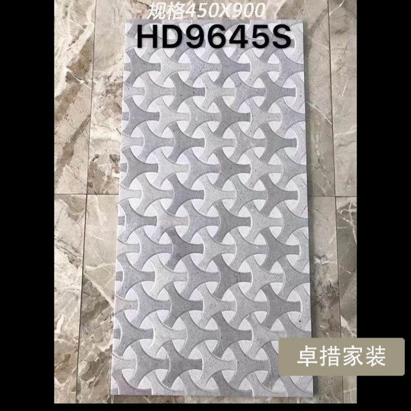 仿古砖450X900复古水泥砖几何立体方形菱形防滑地砖墙砖灰色瓷砖_2 其它 HD9645S