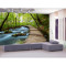 无缝小桥流水3d壁画森林自然风景客厅卧室电视沙背景墙纸壁纸画 无缝闪银布（整张/平方）