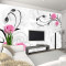 3D立体电视背景墙纸壁画沙卧室客厅背景无纺布壁纸白色花朵玫瑰 无缝油画布（整张/平方）