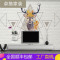 欧式麋鹿壁画3D现代简约客厅沙电视背景墙壁纸5D立体手绘墙布 G