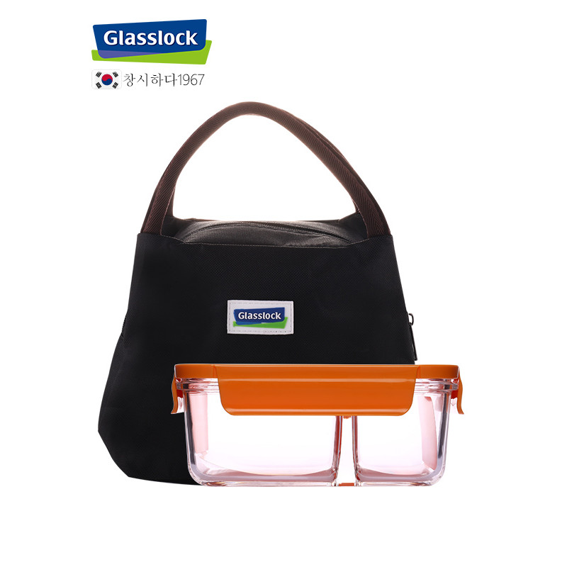 GlasslocK韩国进口钢化玻璃分隔饭盒1000ml MCRK-100N+GL39黑色包 1000ml+包包