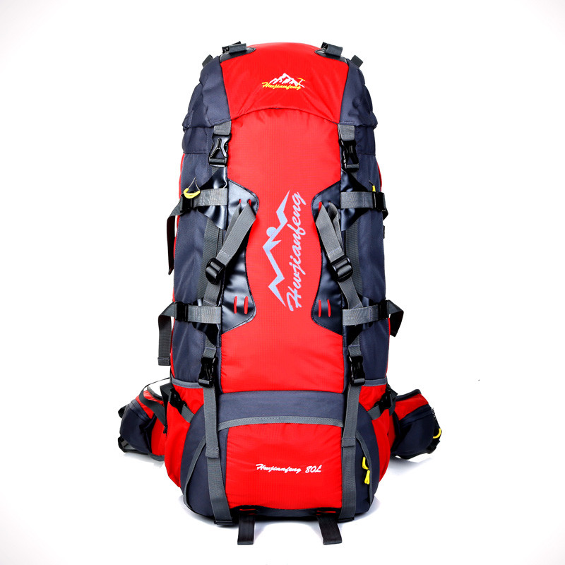 户外男女大容量80L登山包情侣防水运动旅游背包旅行行李背囊背包 红色