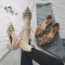 桂兰珊（Guilanshan）女鞋2018夏新款时尚百搭韩版尖头粗跟镂空中跟铆钉金属一字 粉色 37