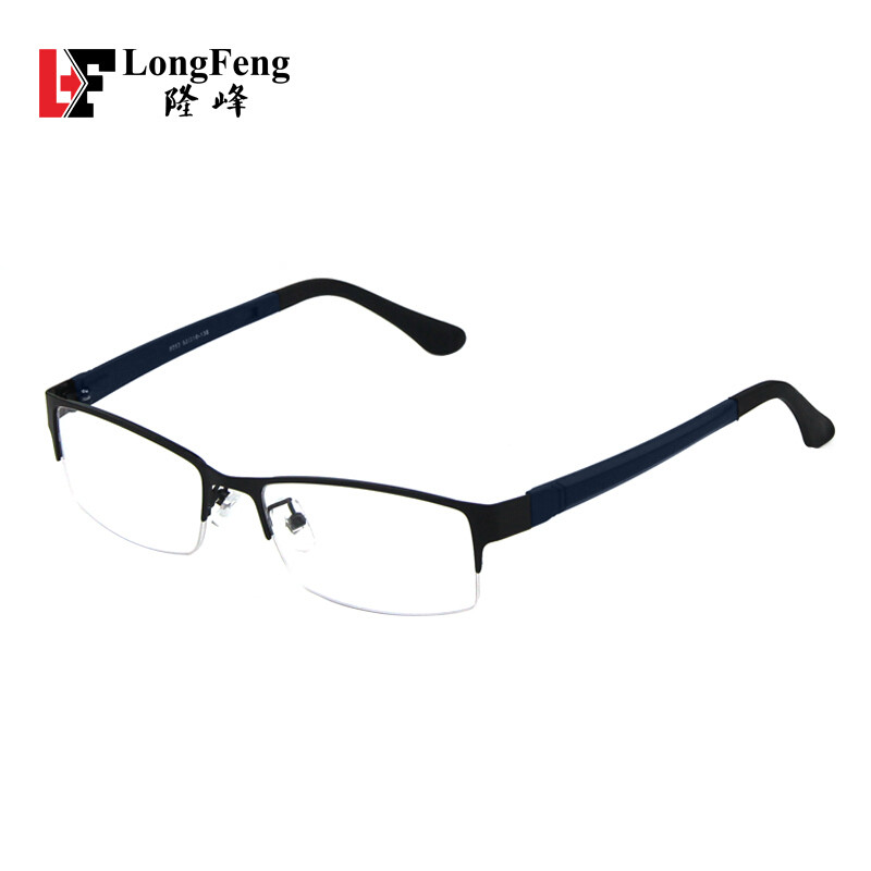 隆峰(Longfeng)配近视眼睛男士金属半框镜架光学近视眼镜框可配定制防蓝光镜片 黑框深蓝腿 镜架+1.61非球面近视 平光镜架
