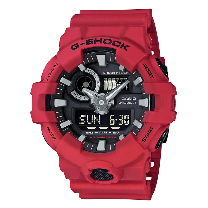 卡西欧GSHOCK 正义联盟时尚潮流黑金g-shock防水运动表GA-700/710 GA-700-4A立体大表盘+烈焰红心