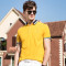 卡帝乐鳄鱼(CARTELO)T恤男中年夏季小条纹翻领男士纯色棉质短袖体恤衫BAD38100 黄色 185