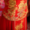新娘敬酒服旗袍冬季女长袖夹棉婚礼中式红色结婚婚纱礼服加厚保暖_1_5 XXXL 七分袖加金色头饰