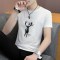 男士短袖T恤修身韩版印花夏季上衣服创意打底衫男半袖夏装体恤 M 5112白色