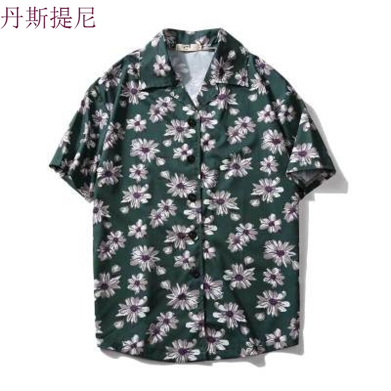 夏季五分袖衬衫男宽松沙滩花衬衣夏威夷海边度假旅游短袖上衣服潮_13 2XL 311衬衫花朵