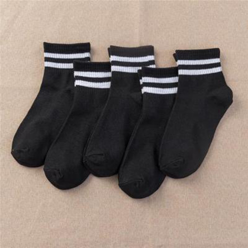 【5双装】袜子 中筒 男女士情侣 袜子 运动舒适 拼色条纹袜 3双装 男士纯色螺口纹