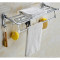 不锈钢活动浴巾架毛巾架可折叠带衣钩浴室挂件 不锈钢活动浴巾架B款50CM