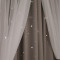 韩式双层遮光镂空星星窗帘定制公主风粉色带纱帘窗帘卧室窗帘成品_5_2_2 宽2.5X高2.0米一片【高可改】 灰色布+白纱+水晶花边【挂钩式】