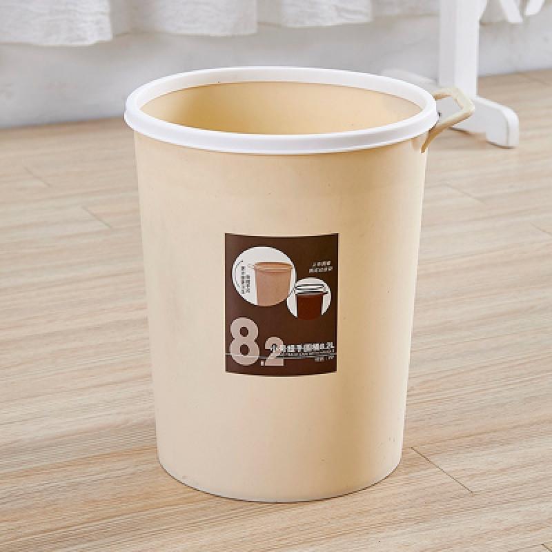 手提无盖创意时尚卫生间垃圾桶带提手厨房客厅家用垃圾桶_12 8.2L米色