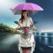 电瓶车遮阳伞夏天伞挡风罩挡雨透明电动摩托车遮雨蓬棚生活日用晴雨用具雨棚_1 黑胶紫色+C支架